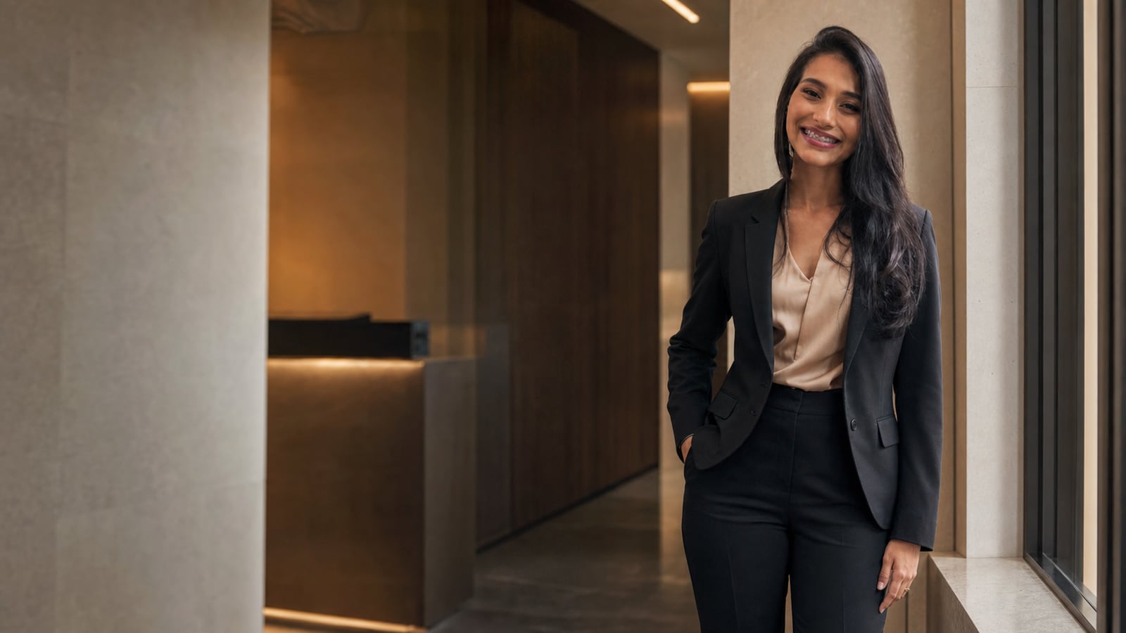 Bianca Islei em ambiente de atendimento profissional
